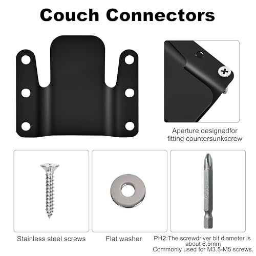 Eunenete Heavy-Duty Sectional Sofa Connector Brackets, 2.95"x2.6", 4-Pack