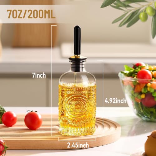 Baalaka 7 oz Glass Olive Oil Dispenser Bottle with Metal Spout