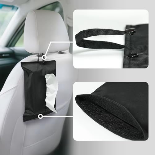 Black Toilet Paper Holder - Reusable Tissue Box Cover for Home & Travel