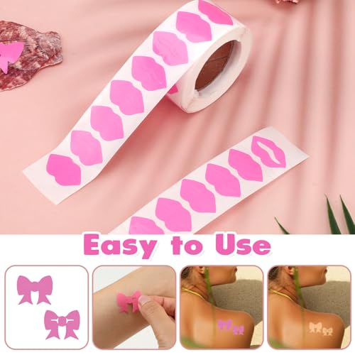 500 Pcs Pink Bow Tanning Stickers Roll Self-Adhesive Sunbathing Body Strips