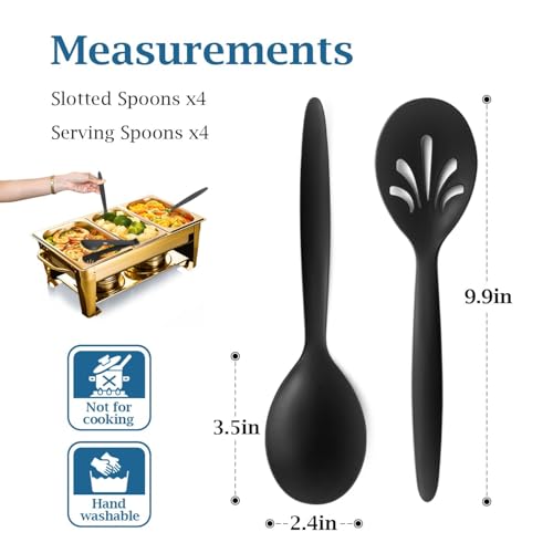 8-Pack 10" Reusable Wheat Straw Serving Spoon Set - Black Serving Utensils