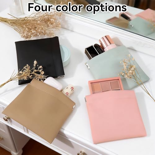 AUCCNT 4 Pcs Small Makeup Bag for Purse - Mini Portable Leather Cosmetic Pouch