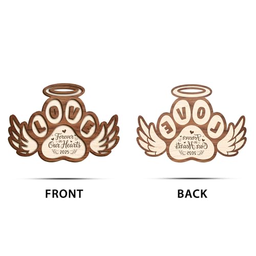 Pet Memorial Ornament 2025 – Wooden & Acrylic Paw Print Keepsake