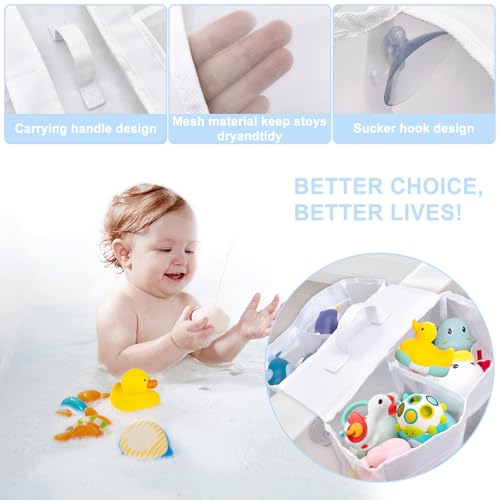 Saddle Shape Bath Toy Organizer with 4 Compartments & Suction Cups
