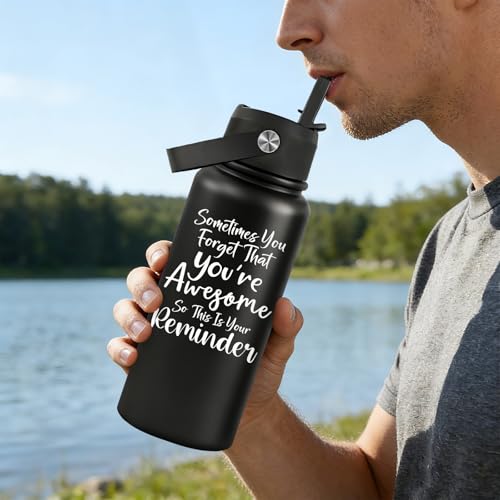 Black 32 oz Water Bottle - Sometimes You're Awesome Gift for Men