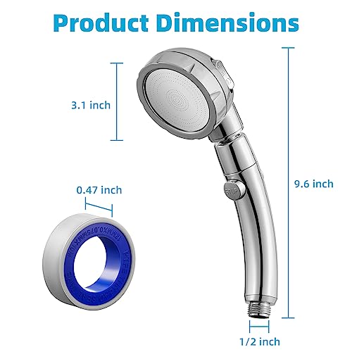 Marbrasse High Pressure Handheld Shower Head with 3 Settings