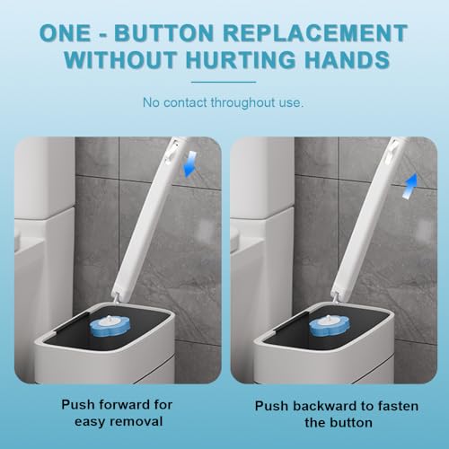 Clowand Disposable Toilet Brush Wand Kit with 24 Refills - Wall Mounted Cleaning System