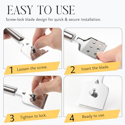 BlingKingdom Ceramic Hob Scraper with 14 Replacement Heads - Easy Stain & Burnt Food Removal
