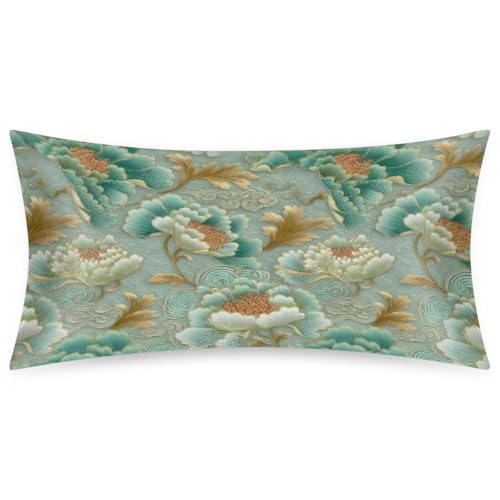 Teal Floral Satin Pillowcase for Hair & Skin - King Size 20x40