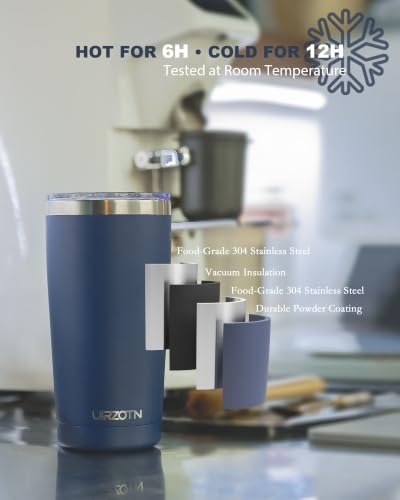 20oz Navy Blue Insulated Travel Coffee Tumbler with 2 Lids