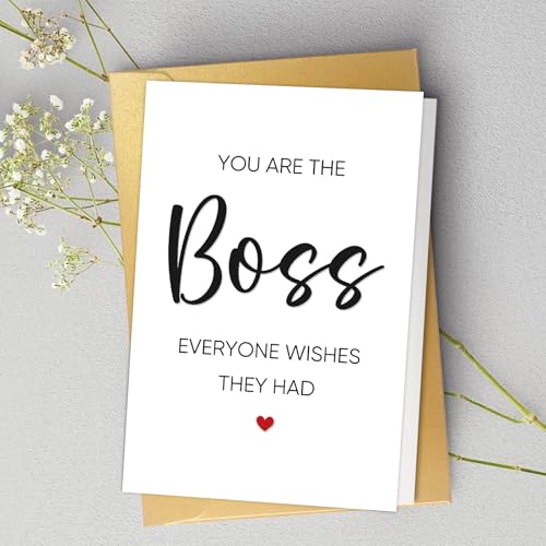 Spercy World's Best Boss Thank You Card with Golden Envelope