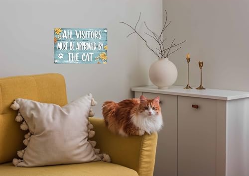 Cat Approved Visitors Metal Sign 8x12in Funny Pet Wall Plaque