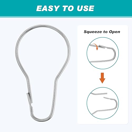 Gisafai 30 Pcs Stainless Steel Shower Curtain Hooks - Rust Proof & Versatile