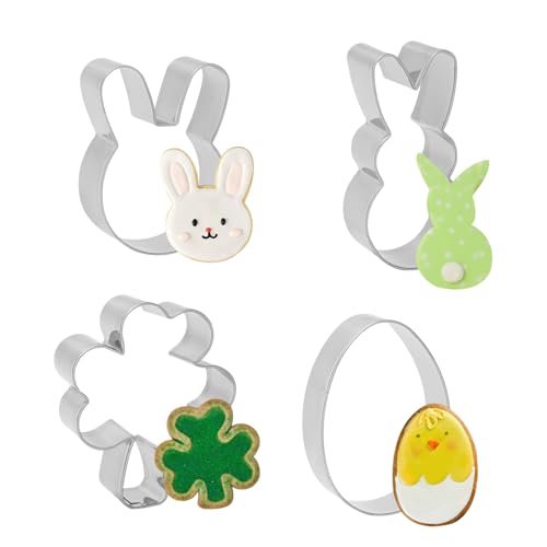 Easter Cookie Cutters Set - Shamrock, Egg, Bunny Shapes for Kids