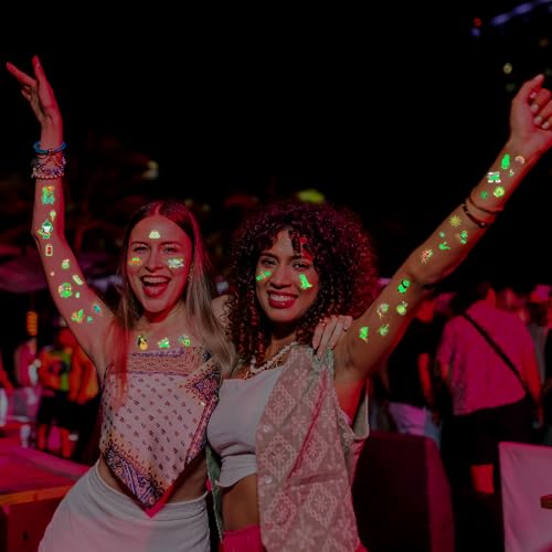 Glow in the Dark Temporary Tattoos - 370 Designs & 36 Sheets Party Favors