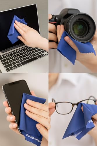 Gadgetime USA Reusable Microfiber Cloth - Soft Blue Wipes for Glasses & Screens