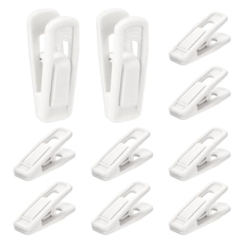 10 Pack White Velvet Hanger Clips for Pants & Skirts - Strong Flocked Clips