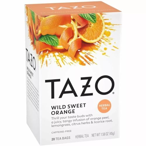 Tazo Wild Sweet Orange Herbal Tea - Caffeine-Free Citrus Blend, 40 Bags