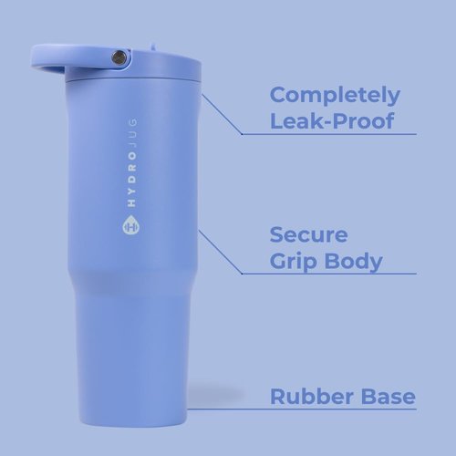HydroJug Sport - 32oz Stainless Steel Tumbler with Straw | Vacuum Insulated & Leakproof, Light Blue
