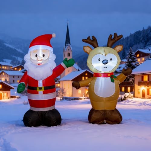 Inflatable Santa Claus and Reindeer Set 4ft - Santa & Deer Variation