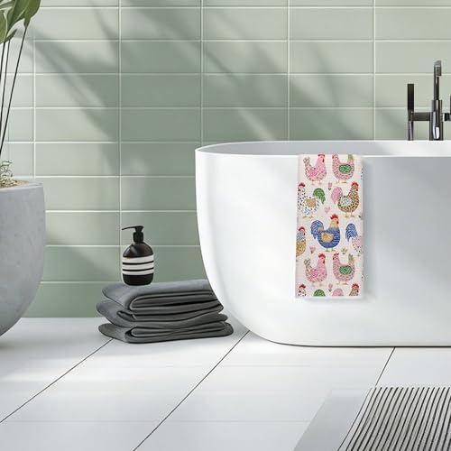 Rooster Farmhouse Hand Towel 16x24-inch Kitchen and Bathroom Decor