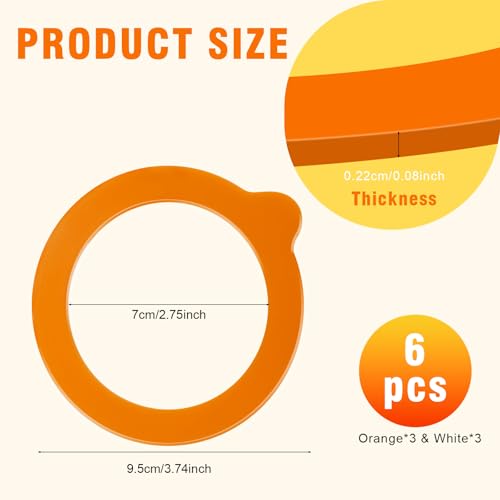 6 Pack Food Grade Silicone Jar Seals for Mason Jars - Leakproof & Airtight Gaskets