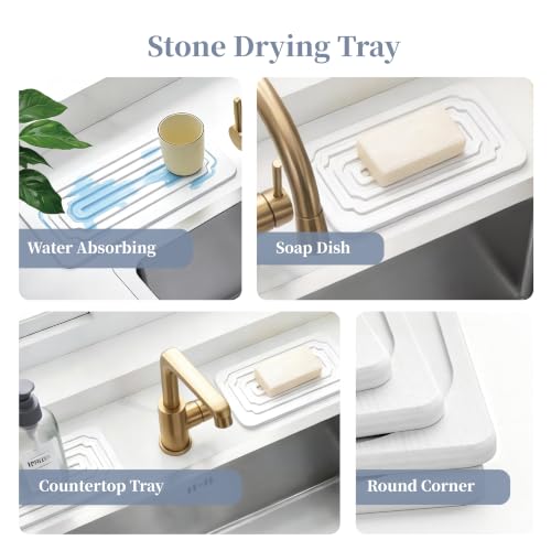 2 PCS Quick-Drying Diatomite Stone Tray - White Water Absorbent Sink Mat