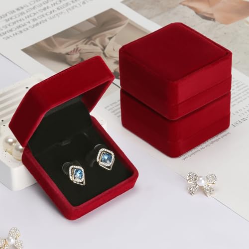 KUKUVR Velvet Earring Gift Box Set - 2 Pieces for Jewelry Storage