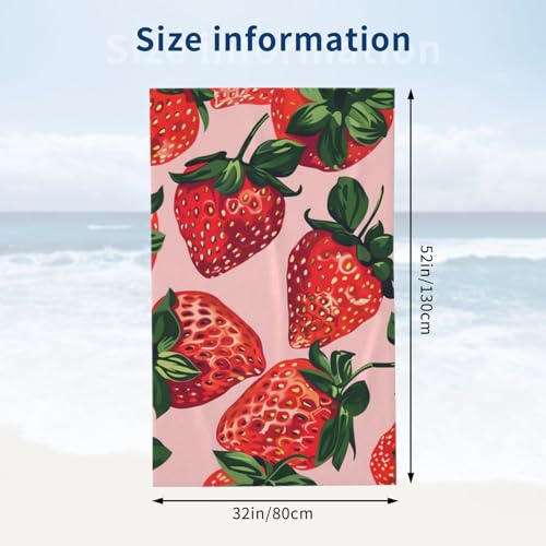 VANZEV Strawberry Beach Towel 31x51in Microfiber Quick Dry Pool Towel