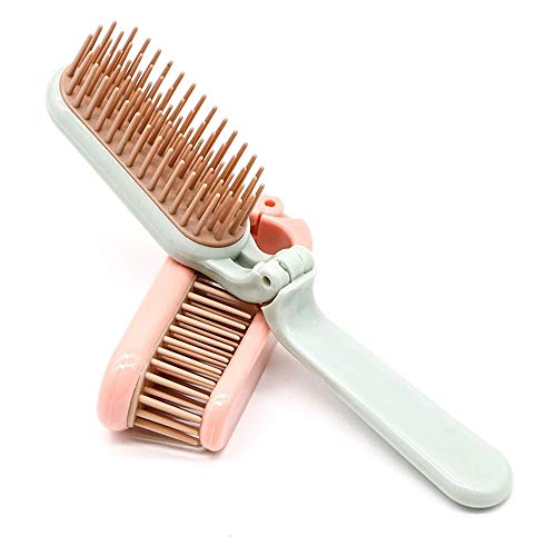 2-Pack Folding Hair Brush Portable Mini Anti-Static Massage Comb