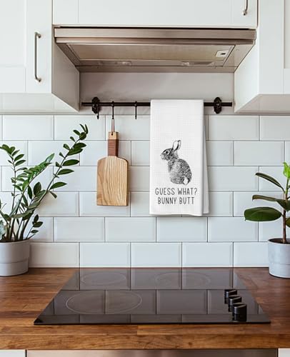 Guess What? Bunny Rabbit Butt Kitchen Towel, 16x24 Waffle Weave Microfiber