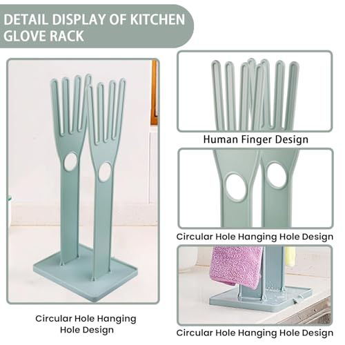 Kitchen Glove Holder Rack - Reusable Plastic Mitt Organizer for Sink Side Drying