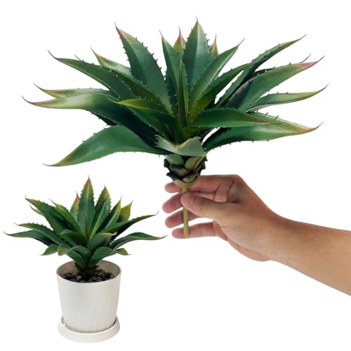12.5 Inch Green Artificial Aloe Plant - Realistic Faux Succulent