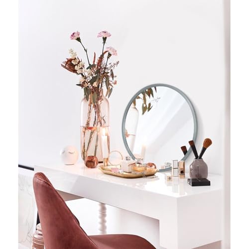 Round Framed Bathroom Mirror - Matte Deep Grey Aluminum - 24in