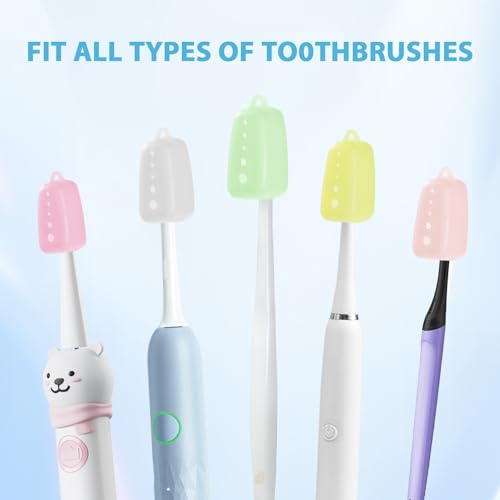 Lapfoon Silicone Toothbrush Covers 6 Pack - Portable Travel Cap for Electric and Manual Toothbrush Heads