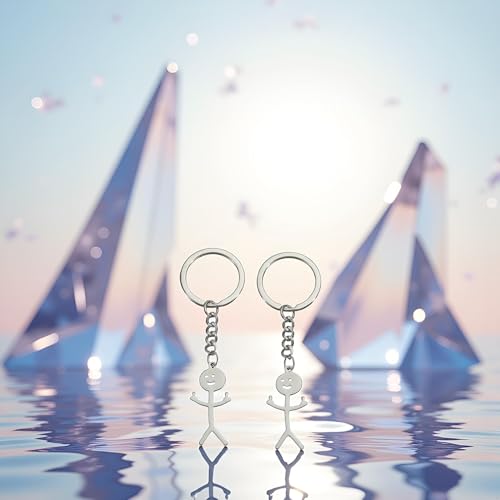 Zhuluck 2-Pack Stainless Steel Funny Doodle Finger Keychain Friendship Gift