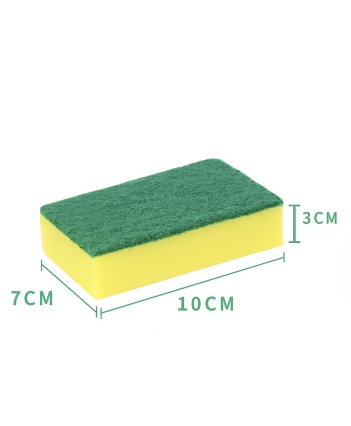 Double-Sided Kitchen Cleaning Sponges 10-Pack - Heavy-Duty Scrubbing & Soft Absorbent Sides, Non-Scratch