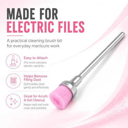 Tones Nail Drill Cleaning Brush Bit - Soft Nylon Electric File Tool