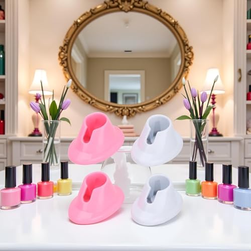 Nail Polish Bottle Holder Set of 4 Anti-Spill Soft Rubber Manicure Stands