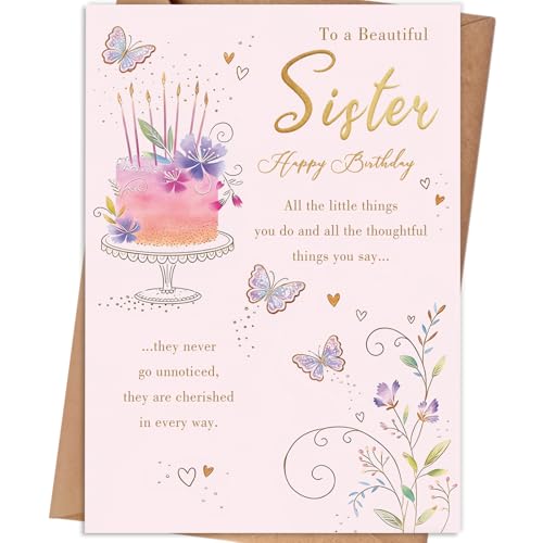 MM-448 Sister Birthday Card - Happy Birthday Gift Card for Sister