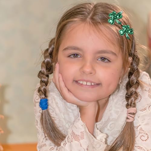 HIFANMM Green Sequin Shamrock Hair Clips 2pcs St. Patrick's Day Hair Barrettes
