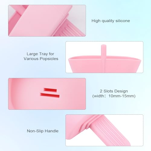 Silicone Drip-Free Popsicle Holders for Kids - 4 Pack with Straw