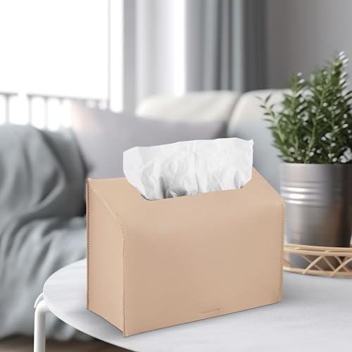 Light Brown PU Leather Cover for Kleenex Paper Towel Box - 1 Pack