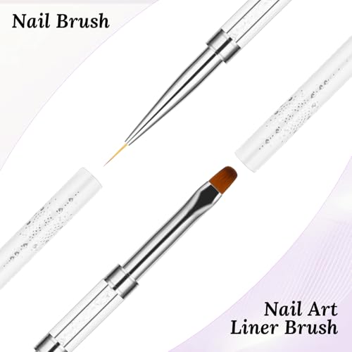 Thinp Double Ended Gel Builder Brush Set for Nail Art Design - 2 Pcs