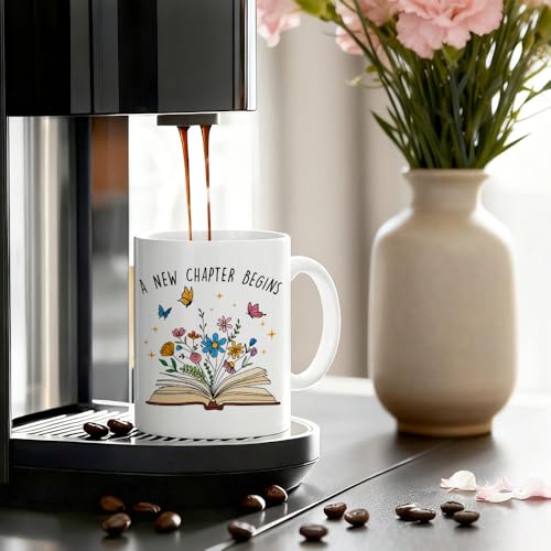 Funny 11oz Ceramic Coffee Mug - A New Chapter Begins Multicolor Gift for Women