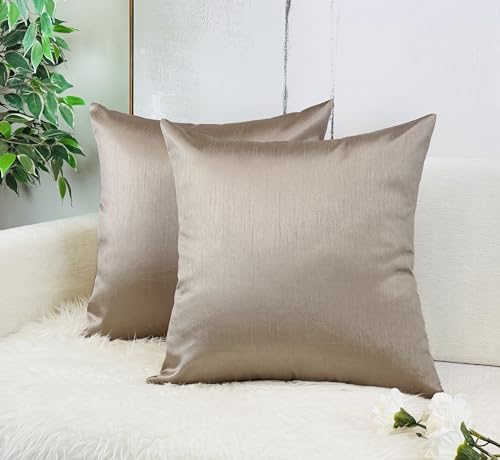 Aiking Home Faux Silk Throw Pillow Covers 18x18 Inches (Set of 2)