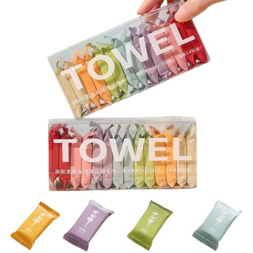28 Pack Compressed Towels, Disposable Camping Towels - Quick Dry, Compact, Reusable; Portable Travel Towels for Backpacking, Hiking, Gym, Emergency, Survival Kit (9" x 12")