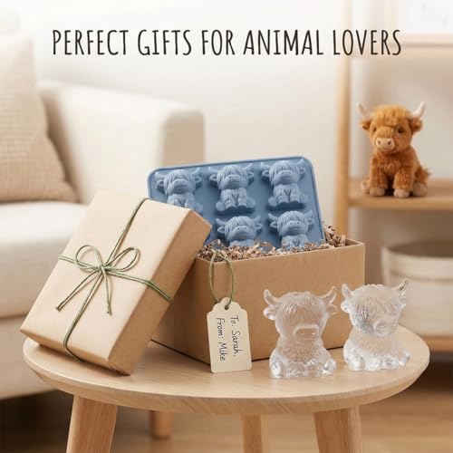 Highland Cow Ice Cube Mold – 6-Cavity Silicone Tray for Drinks
