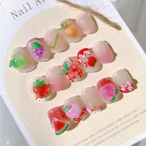 GUAACCB 100Pcs 3D Fruit Nail Charms Resin Summer Nail Art Gems