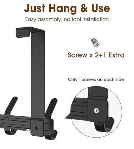 Over The Door Hooks Hanger - Matte Black, Fits 1 3/8" Doors, 7" Arms